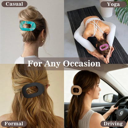 Women's 6-Pack Flat No-Crease Matte Hair Claws - Strong Hold for Thick/Thin Hair, Girl Accessories for Work/Party (flatclawclip, Claw Clip Ponytail, Girl Bun Clip)