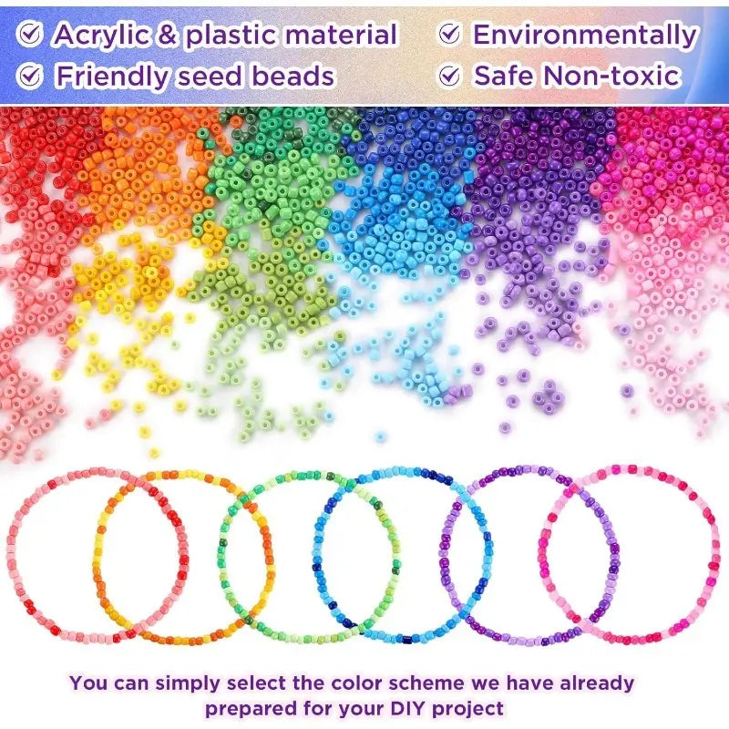 9600+ Pcs 3mm Glass Seed Beads Kit,Color Waist Beads,39 Color Small Pony Beads for Bracelet Necklace Earring Jewelry Making,Halloween Christmas Party Gifts,DIY Hand Tools Kits