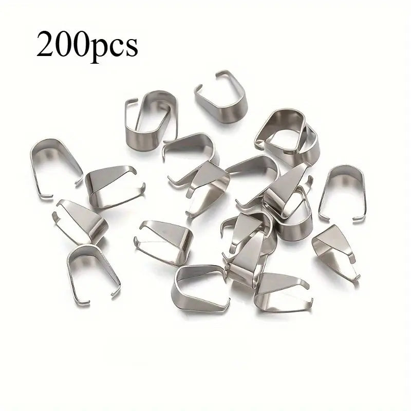 200pcs Stainless Steel Pinch Clip Pendant Clasp Bail Connector for DIY Beading Making Necklace Jewelry Making Supplies Accessories Barrel Clasp Beads And Accessories Metal Accessories