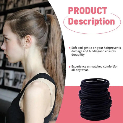 120PCS Nylon Solid Color 4mm Tie-Band Hairbands & Scrunchies Variety Pack - High Stretch Durable Everyday Hair Accessories for Thick Hair