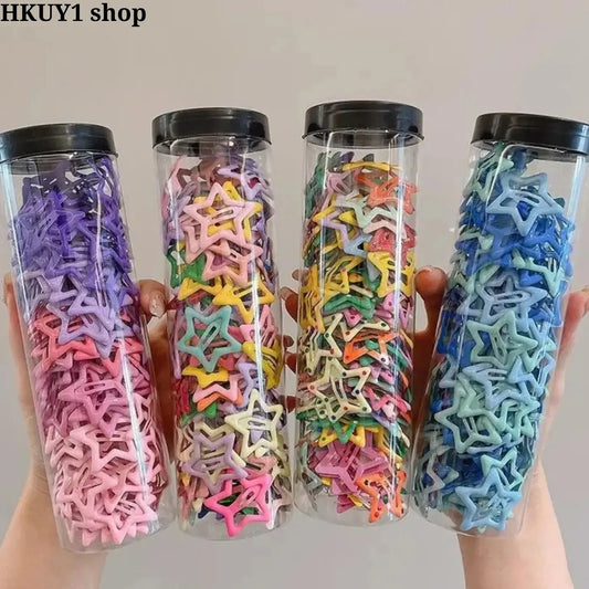 100PCS Synthetic Star-Shape Mini Claw Clips - Non-Slip Lightweight Barrettes Hair Clips for Female, Colorful Decorative Hair Accessories for Party & Daily Styling