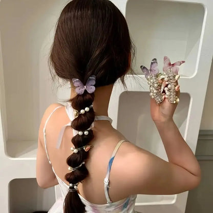 Female Elastic Band Scrunchies, Fairy-Style Rose Motif Phone Cord Hair Ties, Forest-Themed Ponytail Accessories for Bubble Braids, Updos, Daily Wear