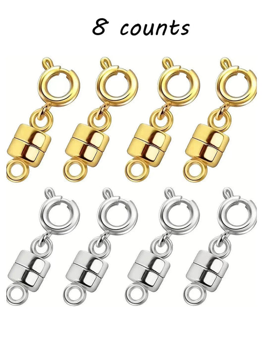 8pcs Magnetic Necklace Clasps And Closures with Lobster Clasp, 14K Gold Plated & Silver Plated Magnetic Jewelry Clasps for Bracelet and Necklaces, DIY Jewelry Accessories, Jewelry Making Accessories