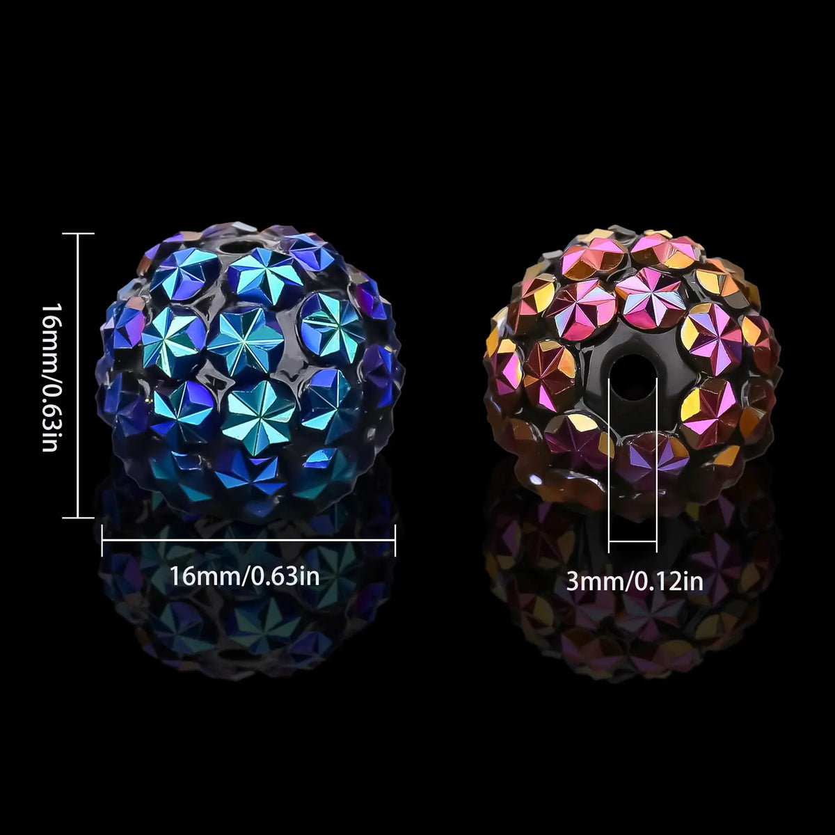 Create Your Sparkling Accessories! 20 PCS 16MM Round Resin Beads, Acrylic Bead Mix for DIY Beading Necklace, Bracelet, Phone Lanyard & Hair Clips, The Ultimate Chunky Jewelry Making Supplies, Bead Assortment