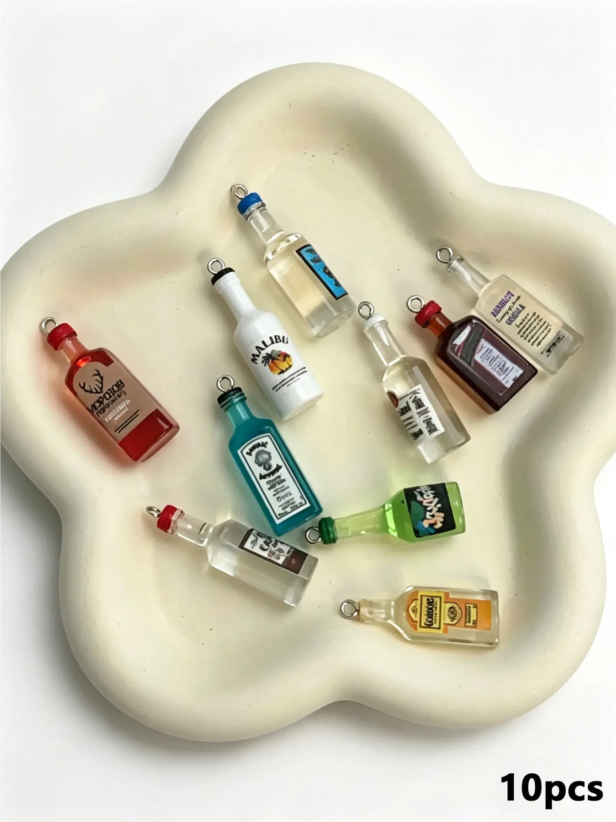 Mini Liquor Bottle Charms, Dangling Charms, Dangle Charms, 10Pcs 3D Resin DIY Pendants, Jewelry Making Supplies, Charms for Crafts, Ideal for DIY Earrings, Bracelets & Keychains, Perfect for Gifts, Festival Decor