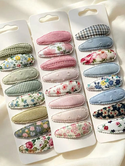 8pcs Simple Color Flower Hair Clips, Casual No-Trace Side Bangs Barrettes, All-Season Daily Use, Floral Design Hair Clips, Knitted Texture
