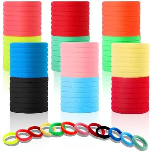 Women's Black Cotton Seamless Elastic Ponytail Holders - 120 Count, 1.8 in Diameter, Elastic Band Scrunchie, Stretchy for Thick Hair, Workout Ready