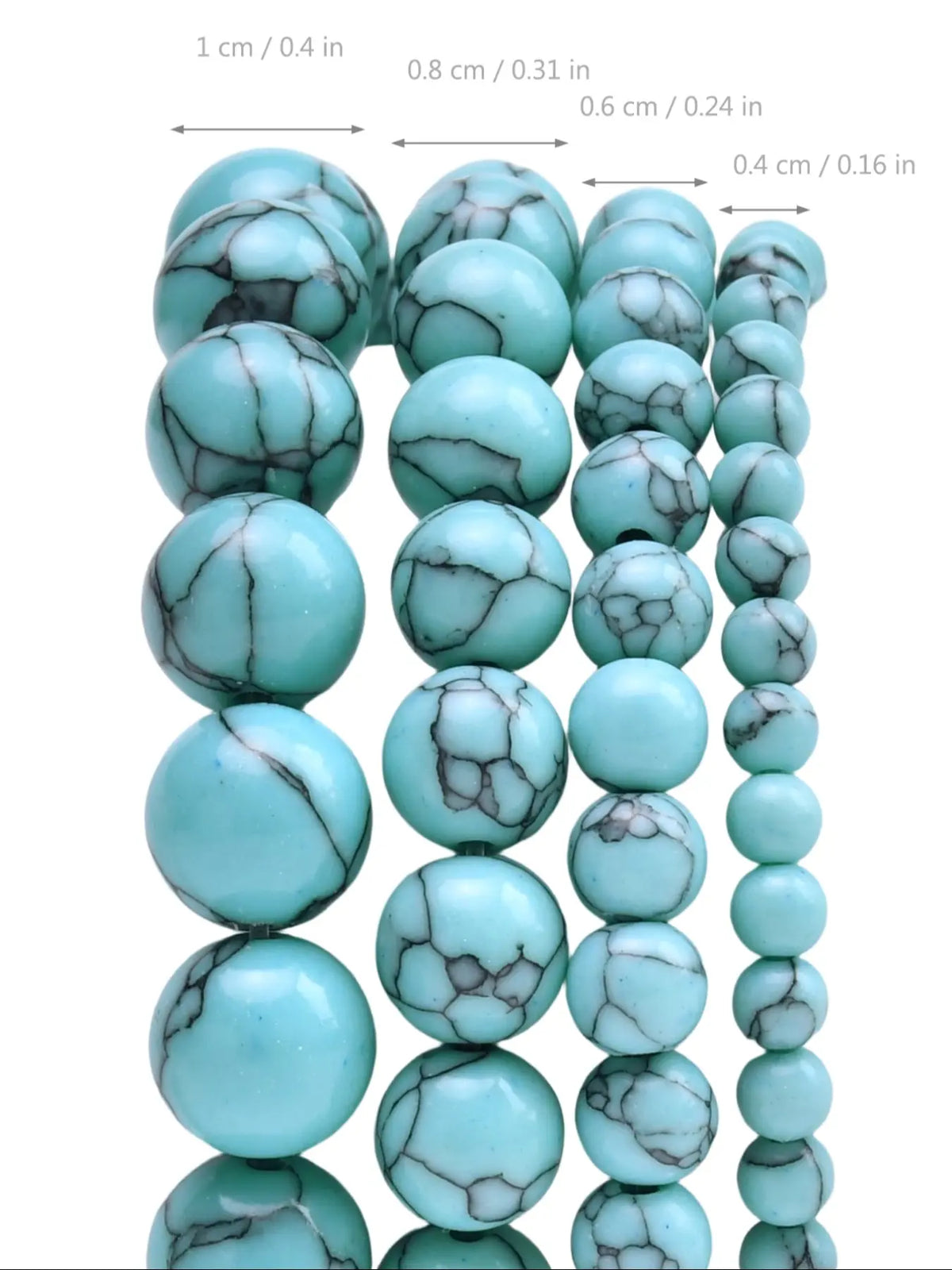 Unique Crack Pattern Turquoise Beads - 4/6/8/10mm for Jewelry Making, Beads For Bracelets, DIY Bracelet Necklace Earrings, 15 Inch Strand, Bead Set, DIY Beading Accessories