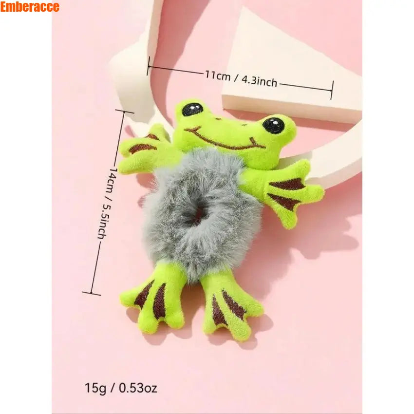 2pcs Frog Scrunchie for Women, Cute Plush Hair Tie with Soft Fabric, Stretchy Elastic Hair Accessories for Thick Hair, Fun Animal Hair Tie for Ponytails, Buns, Everyday Wear, Gifts,sohochic