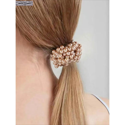 Cute Faux Pearl Decorated Hair Scrunchie Set, 3pcs High Stretch Hair Ties for Women & Girls, Minimalist Headwear for Thick Hair, Ponytail Hairstyle, Scrunchies, Cute Hair Accessories, Elastic Band Scrunchies,sohochic