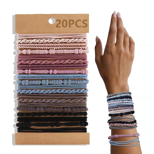 Boho Cute Hair Ties - Elastic Scrunchies, Minimalist Braiding Bands, Fashion Accessories for Thick Hair Fit, Party & Daily Wear Decor