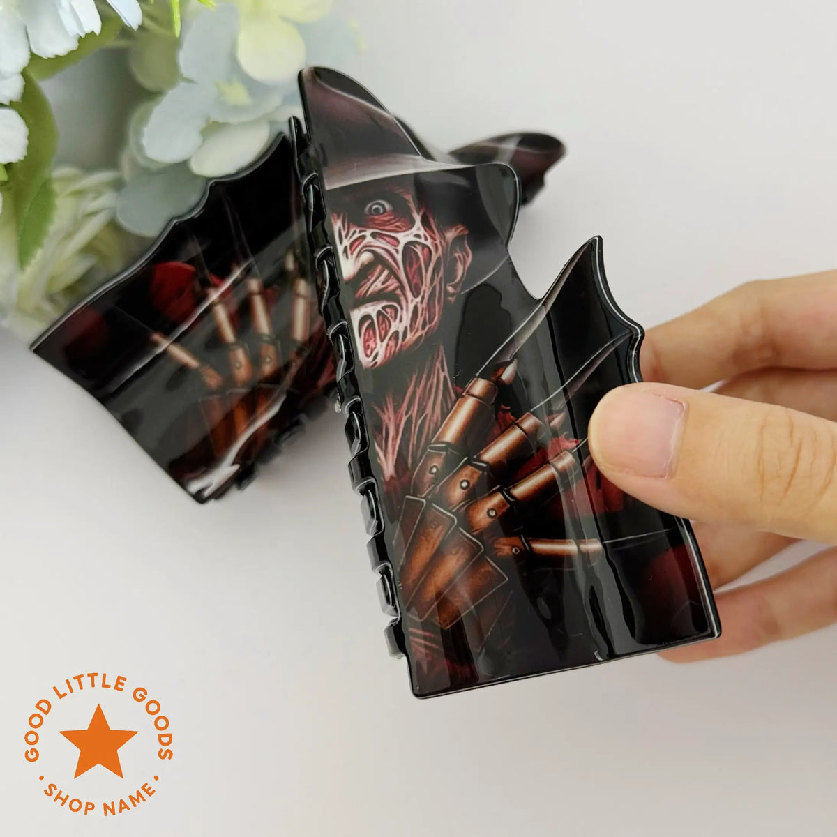 Fun Horror Character Double-Sided Plastic Claw Hair Clips - Halloween Hair Accessories for Women & Men, FallFreshness, Bold Designs for Daily Wear