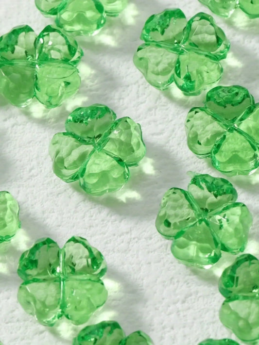 50pcs Acrylic Clover Beads, Lucky DIY Jewelry Making, DIY Beading, Jewelry Making Supplies, Four Leaf Clover Craft, Floral Necklace Earrings, Handmade Accessories, Wholesale Bead