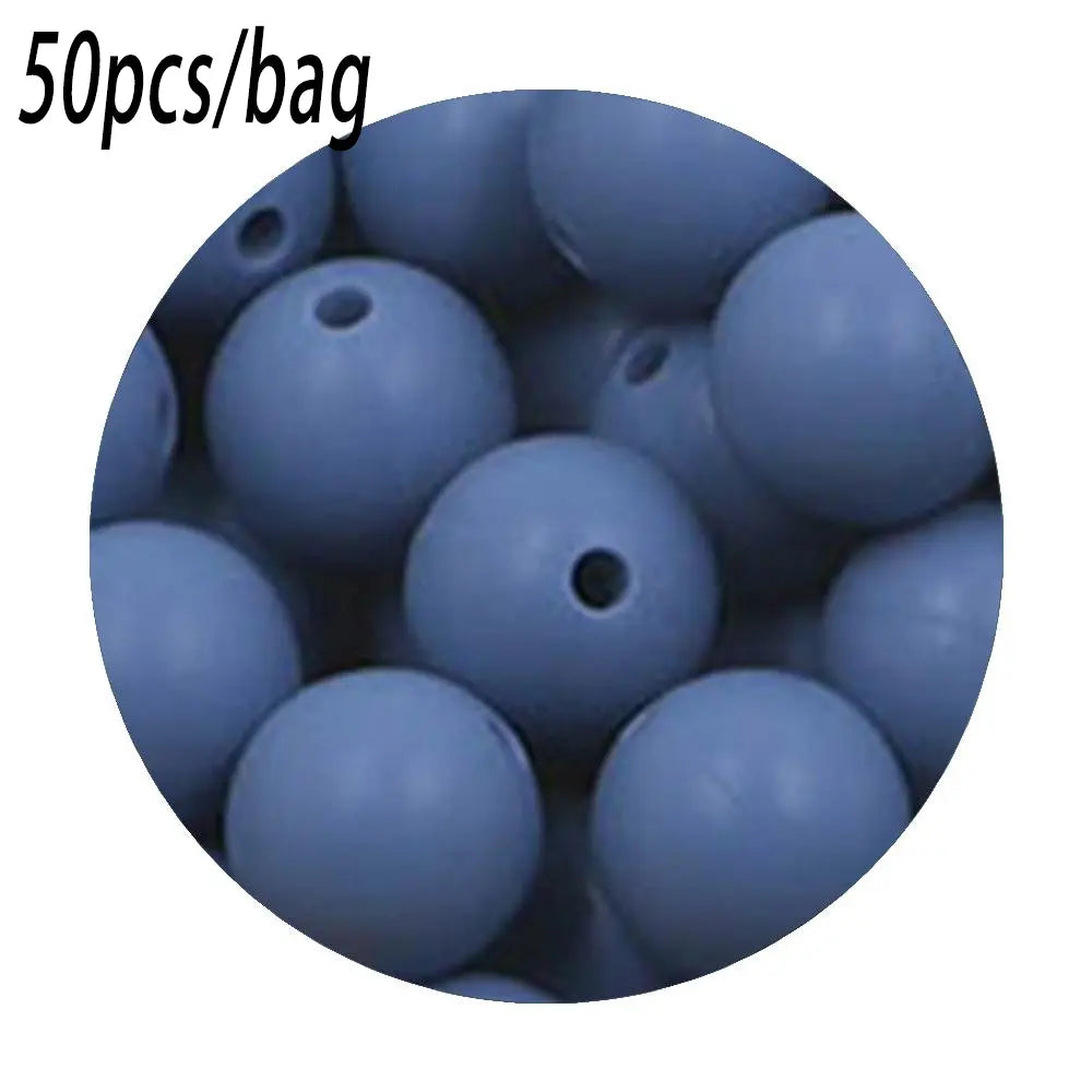 Silicone Beads Kit, 50 pcs Beaded Set of 15 mm Silicone Beads, Bead Assortment and DIY Beading and Jewelry Making Supplies for Keychains, Necklaces and Jewelry Crafts