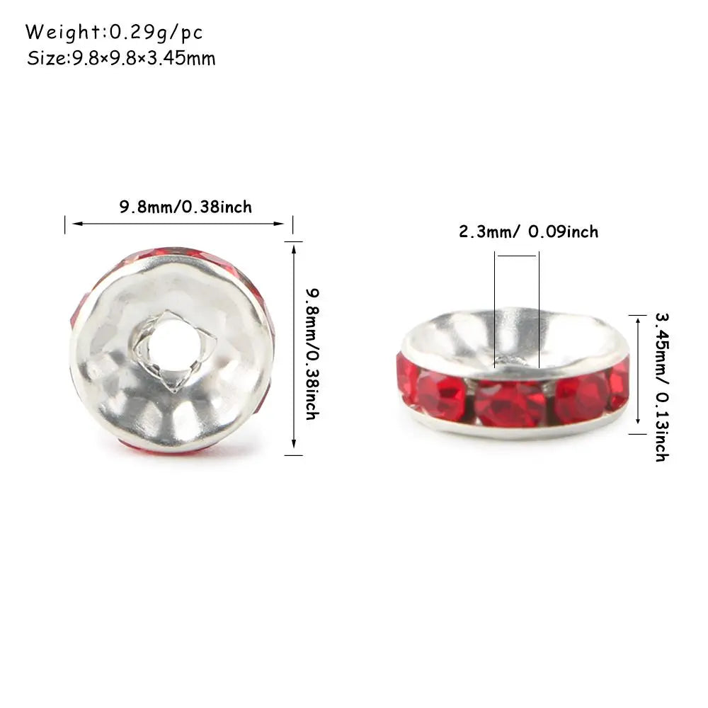 10mm Metal Crystal Bead, Bead Assortment, Bead Mix, 50pcs/set Artificial DIY Jewelry Accessories for Bracelet & Necklace, DIY Jewelry Making Supplies for Women & Girls, Diy Beads, Beading Supplies