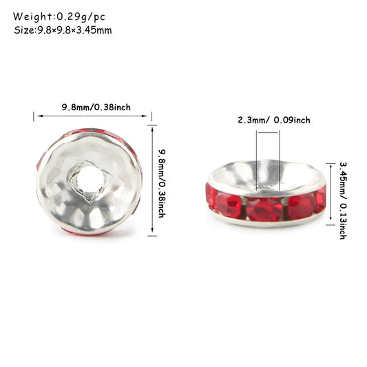 10mm Metal Crystal Bead, Bead Assortment, Bead Mix, 50pcs/set Artificial DIY Jewelry Accessories for Bracelet & Necklace, DIY Jewelry Making Supplies for Women & Girls, Diy Beads, Beading Supplies