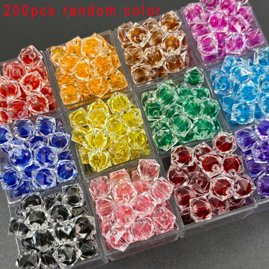 200pcs 10mm Acrylic Geometric Beads Mixed Colors DIY Jewelry Making Thick Spacer Beads for Bracelets Keychains DIY Beads Assortment Beading Supplies