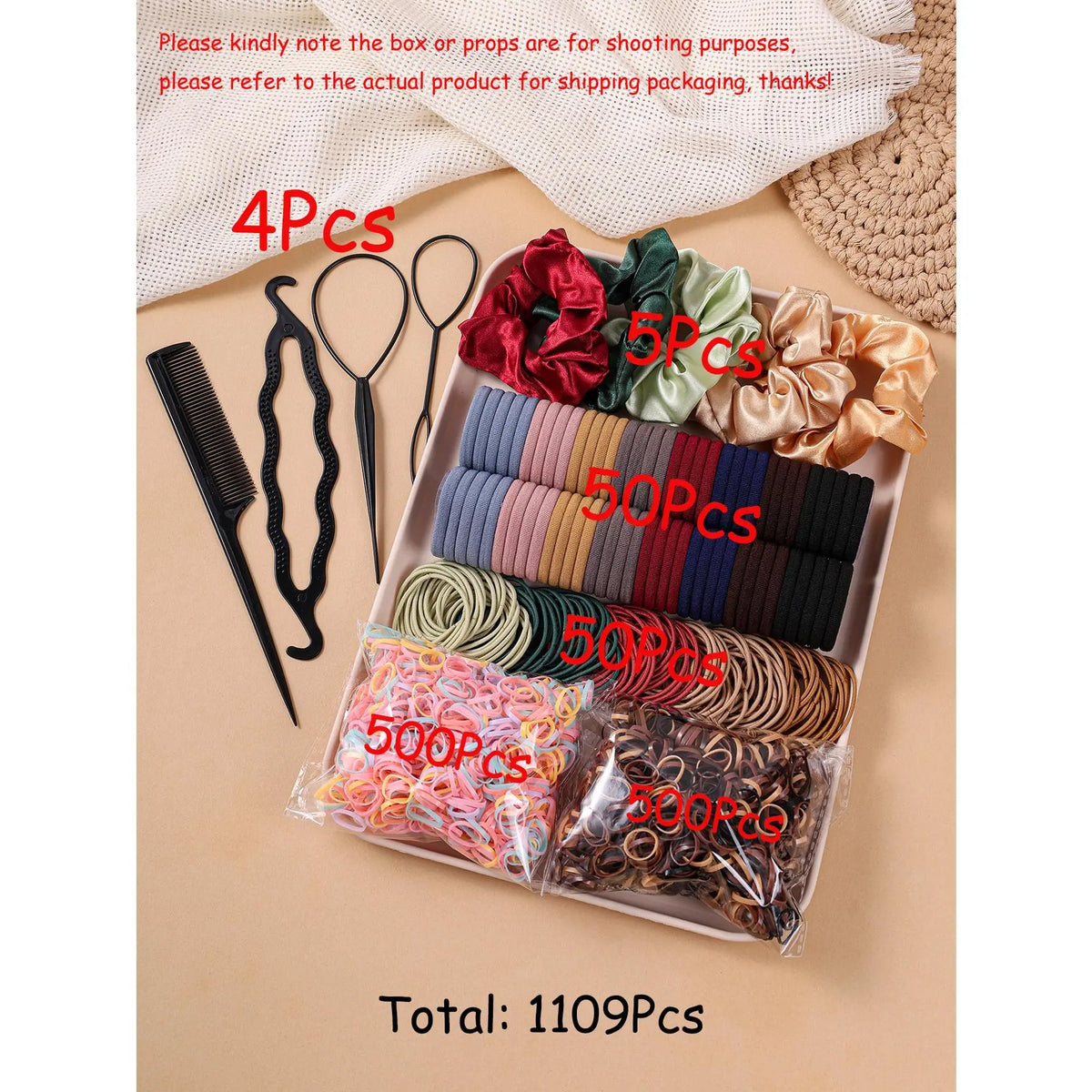 Women's Minimalist No Damage Hair Ties Set - 10-Piece Polyester Neutral Scrunchies Bulk, Classic Accessory Set for Daily Hairstyling Ponytail Holders, Sohochic Fashion Items, 10 Pieces