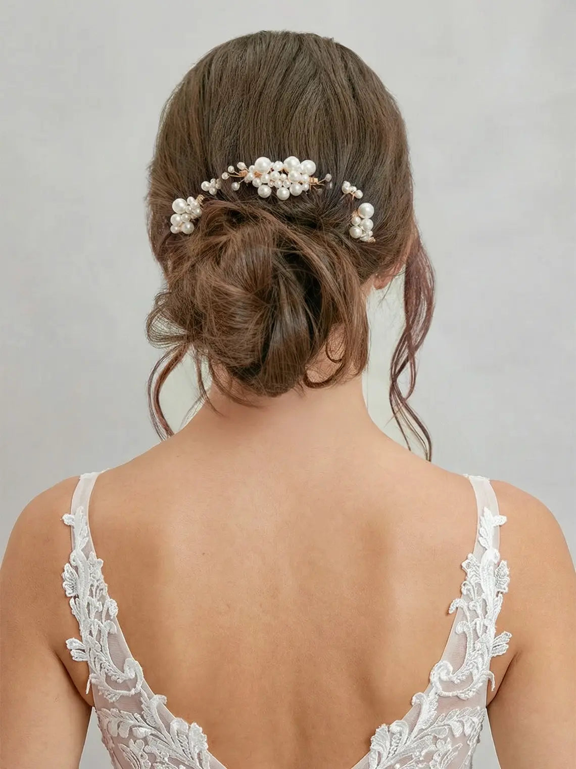 Azazie Pearl Gold Hair Comb Set Pearl Pins Versatile Updo Bride Wedding Ceremony Alloy Hair Comb Set sohochic