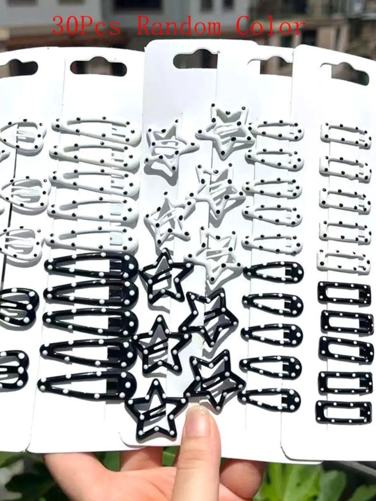20/30/50pcs and Polka Dot Snap Hair Clips, Decorative Hair Clips, Hair Clip Set, Cute Star & Heart Shaped Metal Bb Clips, Non-Slip Hair Accessories for Women and Girls, Hairclips