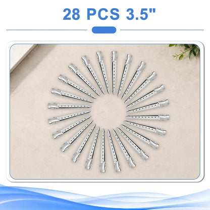 LZIUOSH 28 Pack  Hair Clips —3.5 Inch Duck Bill Sectioning Clips, No Crease Non Slip Metal  Clips for Salon Styling and Coloring,