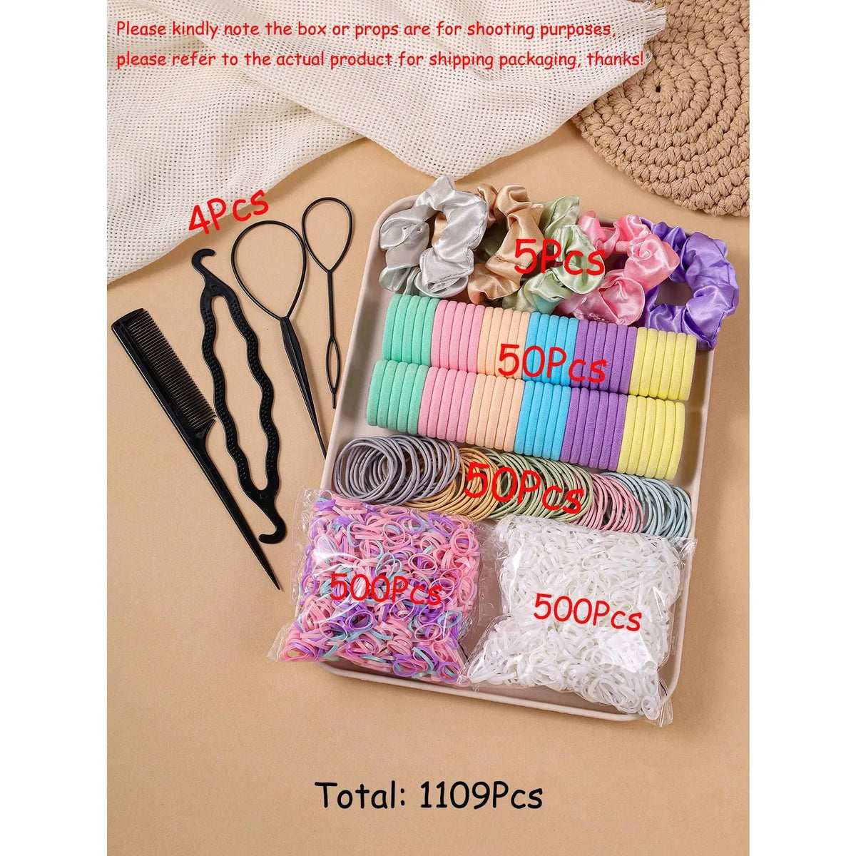 Women's Minimalist No Damage Hair Ties Set - 10-Piece Polyester Neutral Scrunchies Bulk, Classic Accessory Set for Daily Hairstyling Ponytail Holders, Sohochic Fashion Items, 10 Pieces