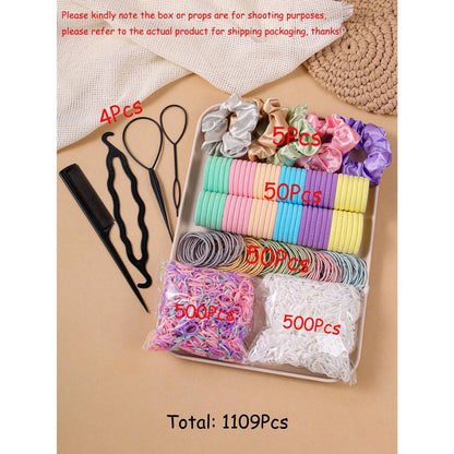 Women's Minimalist No Damage Hair Ties Set - 10-Piece Polyester Neutral Scrunchies Bulk, Classic Accessory Set for Daily Hairstyling Ponytail Holders, Sohochic Fashion Items, 10 Pieces