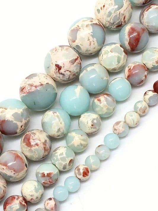Round Shoushan Stone Snakeskin Blue Beads, 4/6/8/10/12mm Sizes, 15inches DIY Necklace, Ideal for Jewelry Making, Craft Supplies, Decorative Beads, DIY Beading