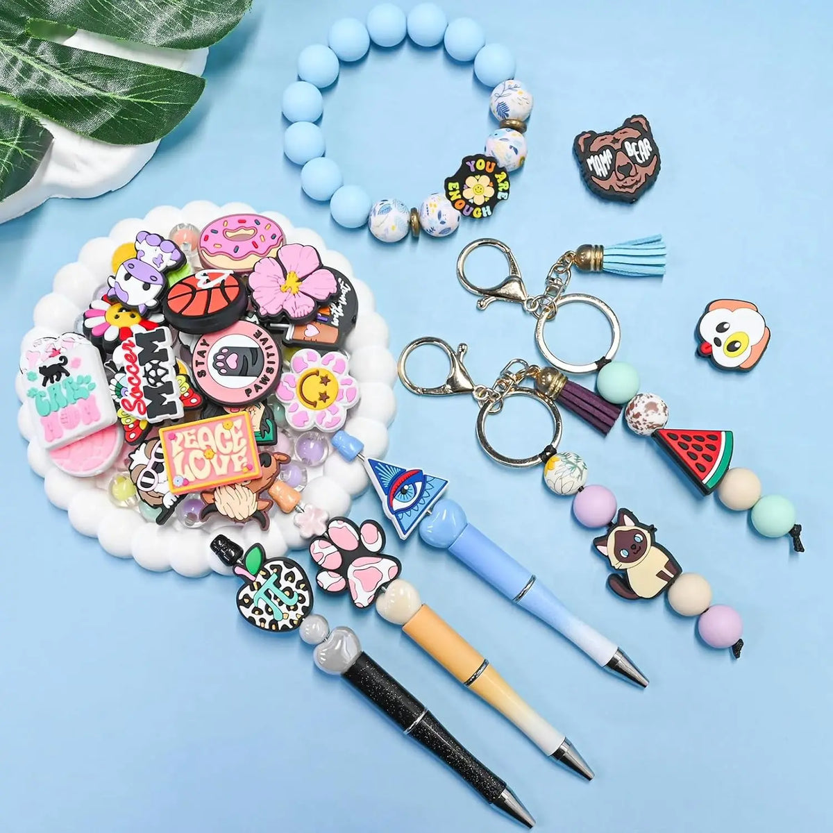 30pcs Silicone Focal Beads for Beadable Pens, Cute Random Pattern Pen Beads, DIY Beaded Pens, Keychains, Bracelets, Lanyard Jewelry Making, DIY Beading Accessories, Beading Supplies, Beaded Set, Beads for Crafts