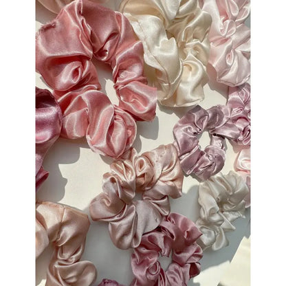 16pcs Soft Satin Hair Scrunchies for Women, Elastic Non-Damaging Hair Ties, Solid Color Casual Ponytail Holders for Daily Use Gift