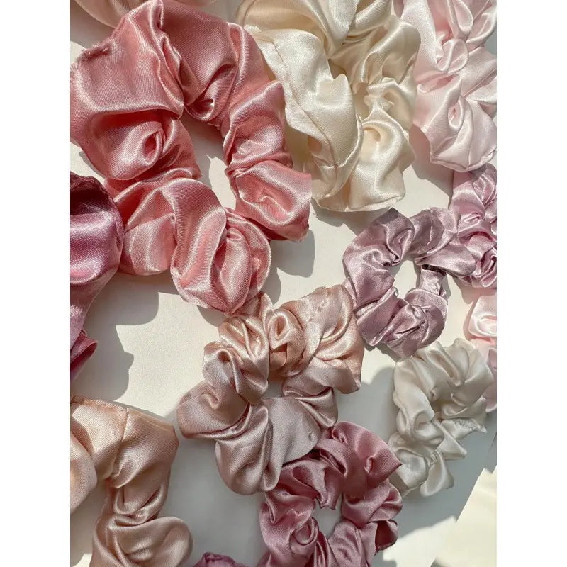 16pcs Elastic Satin Hair Scrunchies for Women, Solid Color Soft Hair Ties Non-Damaging, Versatile Casual Ponytail Holders for Daily Use, Cute Gift for Her