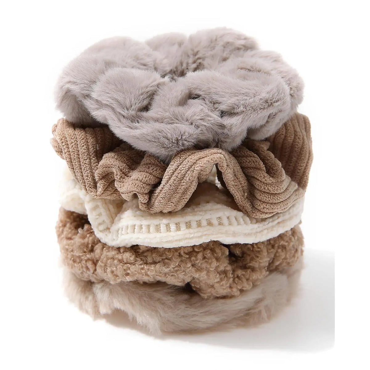 5 count Furry Scrunchies Elastic Hair Scrunchies for Women and Girls