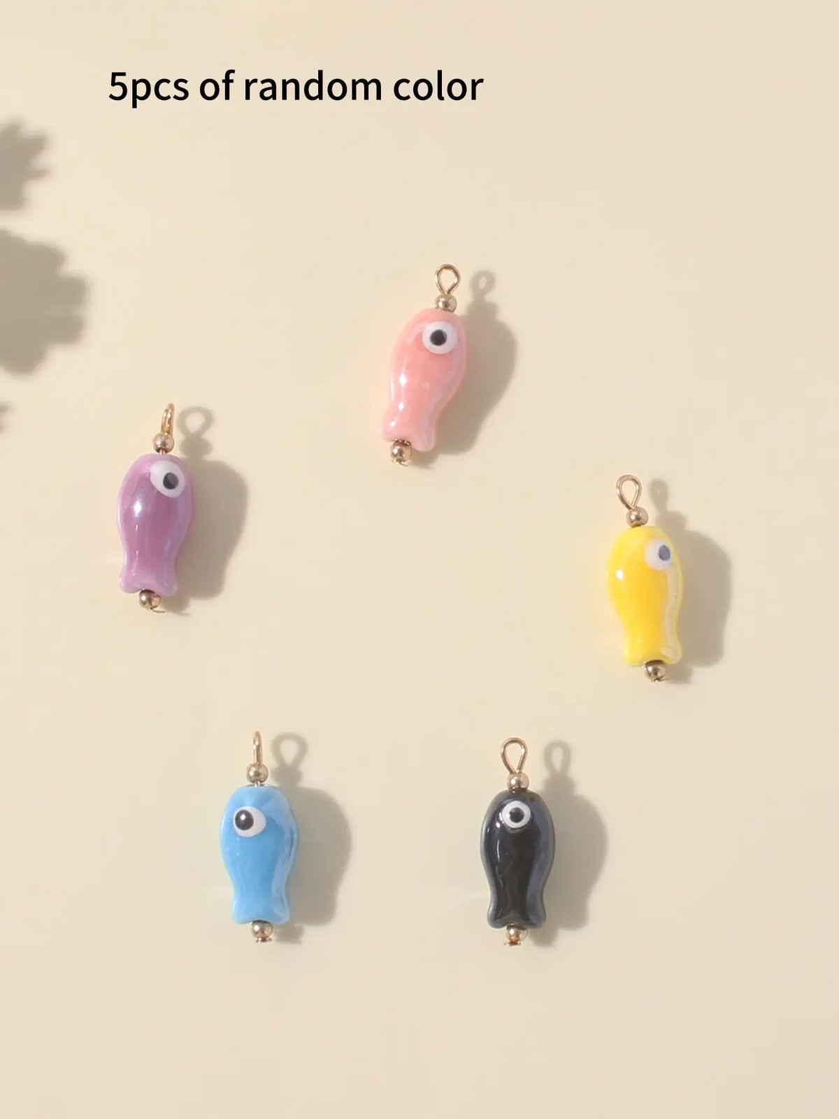 5pcs Colorful Ceramic Fish Pendants, DIY Jewelry Accessories, Necklace Earring Making Supplies (colors Random), Marine Life Design, Marine Life Charm, Beads Charms Accessories, Diy With Charms