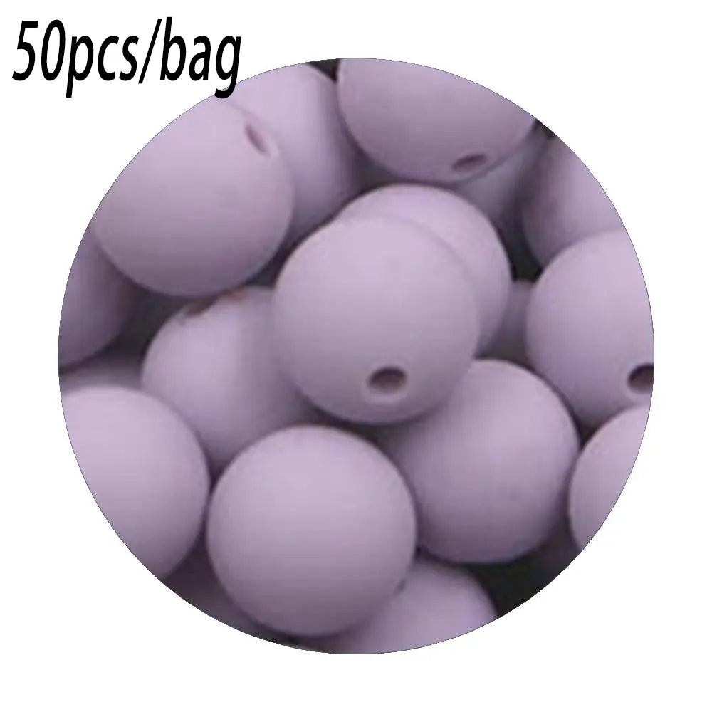 Silicone Beads Kit, 50 pcs Beaded Set of 15 mm Silicone Beads, Bead Assortment and DIY Beading and Jewelry Making Supplies for Keychains, Necklaces and Jewelry Crafts