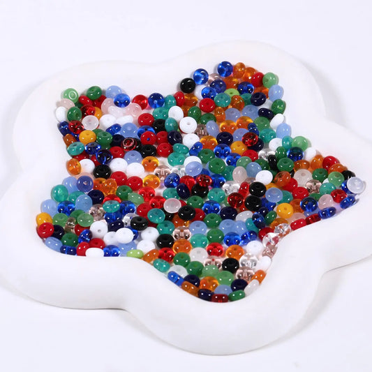 250pcs 6mm Glass Beads, Flat & Round Loose Beads on Spool, Decorative Beads, Beads Bulk, Candy Colors, Beading Supplies, DIY Jewelry Making, Beading Making, Craft Accessories, Handmade Projects, Bead Assortment, Beads for Crafts