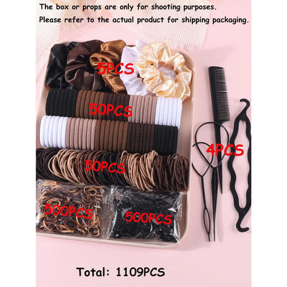 Women's Minimalist No Damage Hair Ties Set - 10-Piece Polyester Neutral Scrunchies Bulk, Classic Accessory Set for Daily Hairstyling Ponytail Holders, Sohochic Fashion Items, 10 Pieces