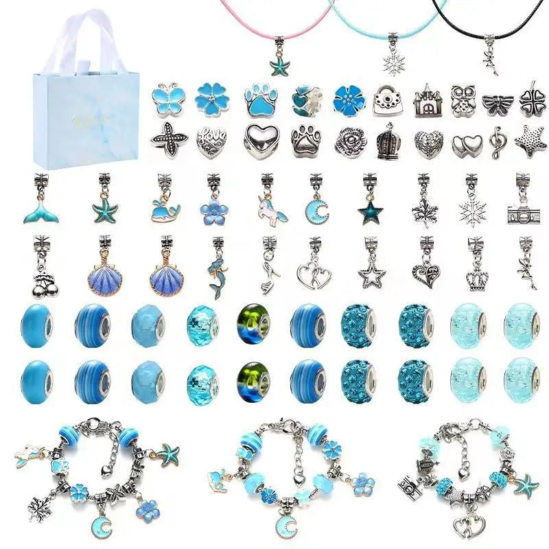67-Piece DIY Jewelry Accessories with Charms Mix Beads Bracelet Kit for Girls Aged 6-10, Includes Jewelry Making Supplies & Portable Box, Bracelet Beads and Charms, Perfect Birthday Gift Idea, Jewelry Making Kits