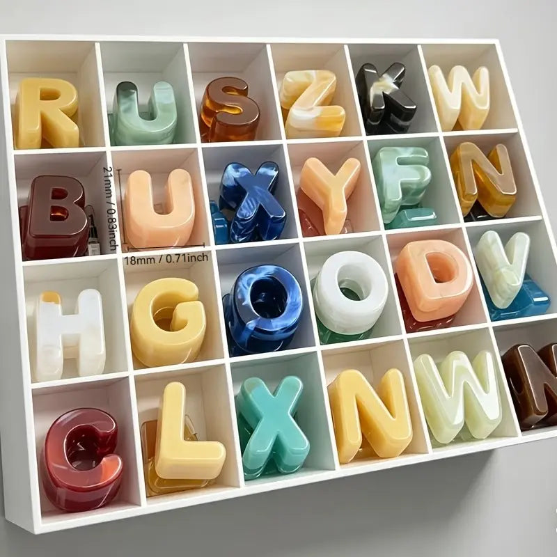 60 Pcs Acrylic Alphabet Letter Beads, Large Hole, Marble Pattern, Customizable for DIY Jewelry Making, Name Initials & Anniversary Gifts
