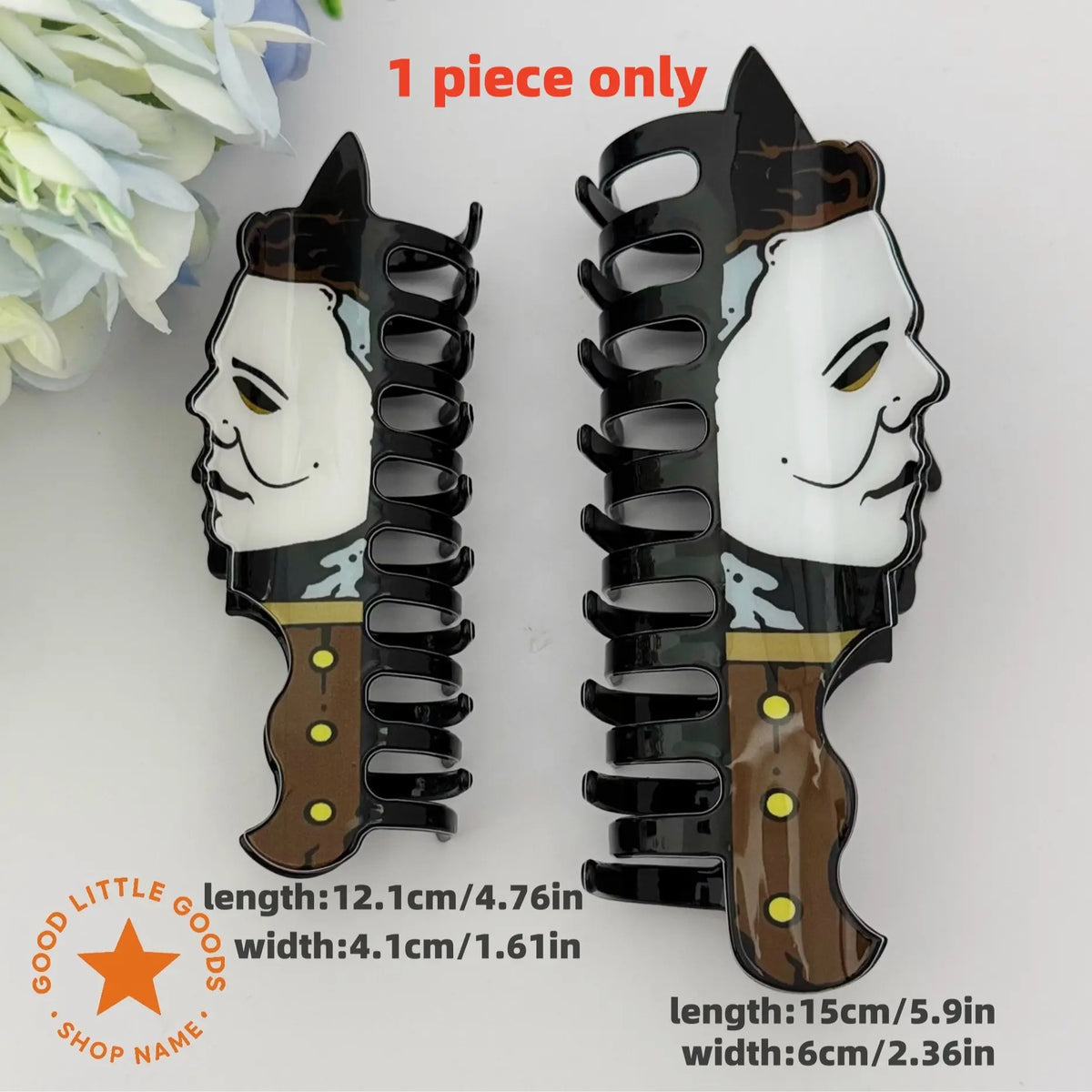 Fun Horror Character Double-Sided Plastic Claw Hair Clips - Halloween Hair Accessories for Women & Men, FallFreshness, Bold Designs for Daily Wear