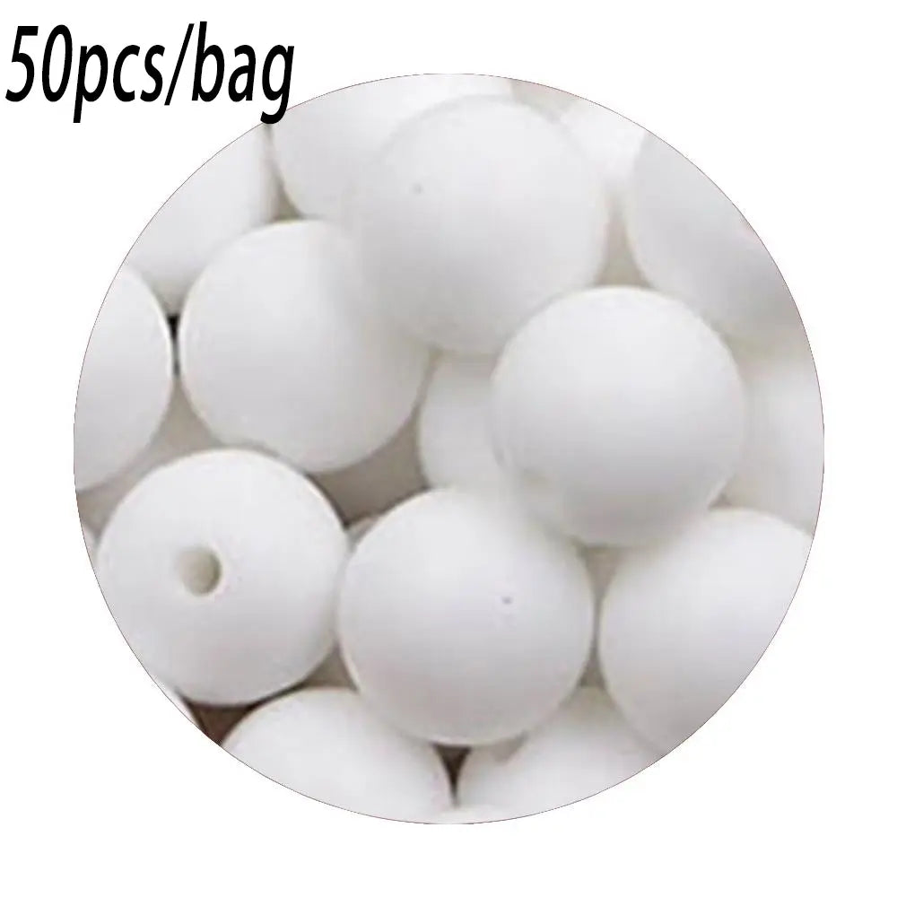 Silicone Beads Kit, 50 pcs Beaded Set of 15 mm Silicone Beads, Bead Assortment and DIY Beading and Jewelry Making Supplies for Keychains, Necklaces and Jewelry Crafts