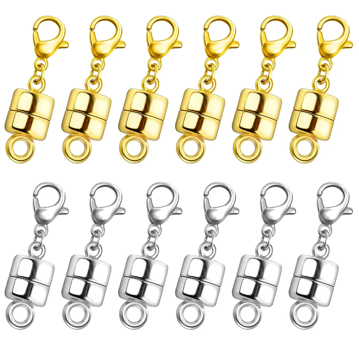 12 Pack Magnetic Necklace Clasps and Closures Necklace Jewelry Extender with Strong Magnet Magnetic Gold and Silver Plating Gift Stainless Steel Charm