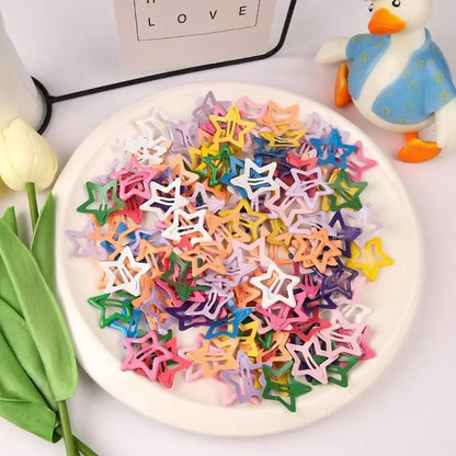 Dopamine Hair Accessory Set (30-90 Pieces) - Colorful Sparkly Star Secure Flat Clips, Fashion All-Season Hair Accessories for School & Daily Wear, Cute